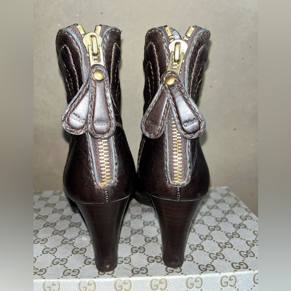 Sz 7 WOMENS CHLOE ANKLE BOOTS LEATHER BROWN - Picture 3 of 7